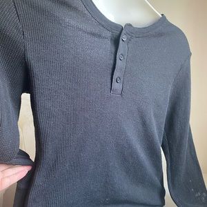 Men' Long Sleeve 3 Button Henley&Crew Neck Waffle Knit Thermal Undershirt Tee  L